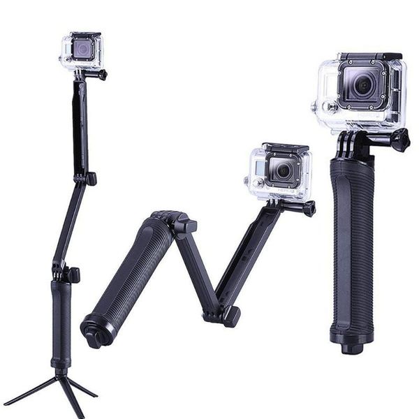 

selfie monopods 3-way ajustable stick foldable selfiestick for hero 9 8 7 5 6/yi 4k/sjcam dropship