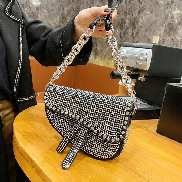 

70% off 2021 new fashion net red bright diamond saddle bag bei0