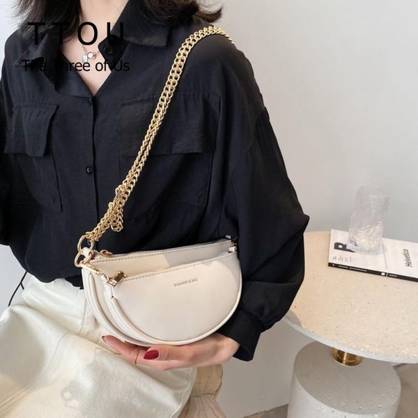 

evening bags 2set pu leather saddle crossbody for women 2021 summer trendy female shoulder simple chain design ladies handbags