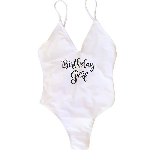 

girl & squad print one piece swimsuit birthday party women backless bathing suit one-piece suits