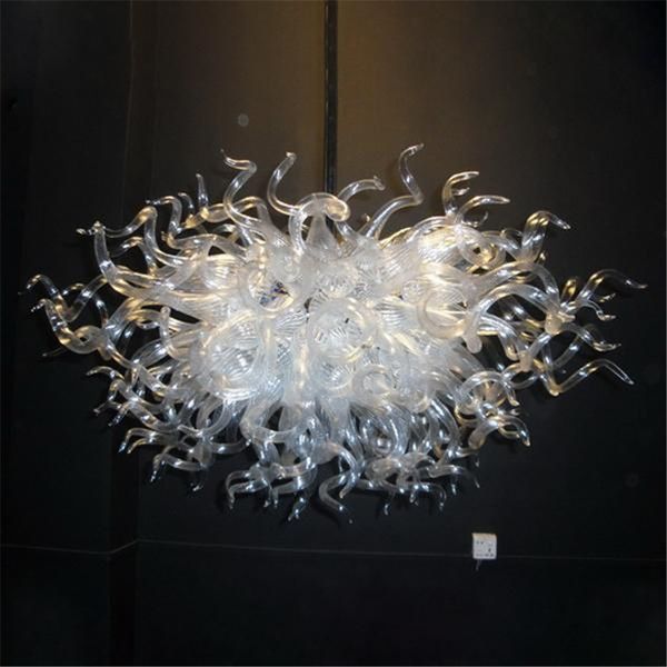 Postmoderner Kronleuchter aus geblasenem Glas, transparent, weiß, klare Lampen, LED-Deckenleuchter, Hausdekoration, Wohnzimmer, Glanz