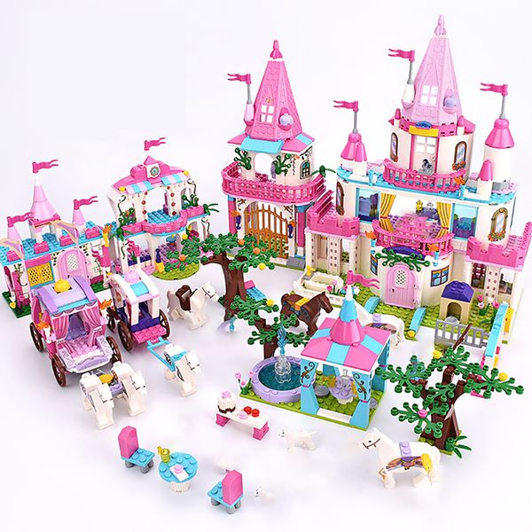 

616 pcs princess/prince series enchanted castle palace models building blocks royal carriage model compatible girl toys gifts