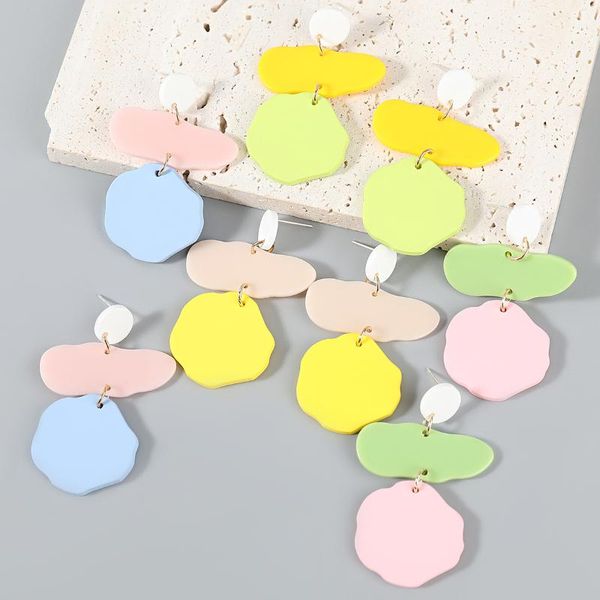 

dangle & chandelier fashion metal candy color resin geometric irregular earrings girl exaggerated party accessories, Silver