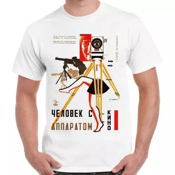 

man with a movie camera soviet movie retro t shirt 943, White;black