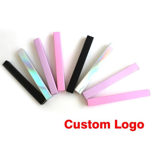 Logo privato personalizzato 50 pezzi di carta vuota per imballaggio con penna per colla per eyeliner rosa/nera per trucco all'ingrosso di ciglia