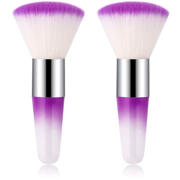 

nail brushes 2pcs soft art brush dust remover powder cleaner for acrylic and makeup cosmetic face tool, Yellow