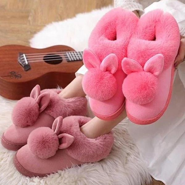 

slippers fluffy pantoufles cartoon household warm plush for women h9, Black