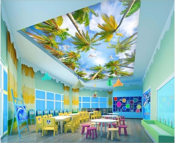 

wallpapers custom po 3d wallpaper hawaiian summer coconut palms home improvement ceiling murals wall for walls 3 d