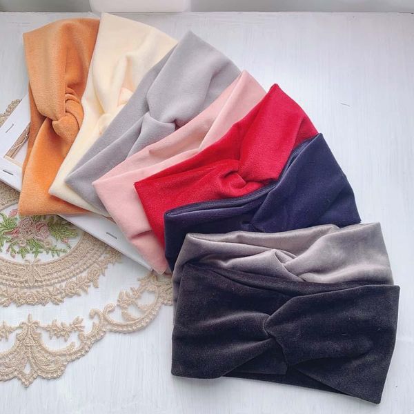 

hair accessories winter plush cotton cross knot soft warm headband for women holder hairbands band turban fashion