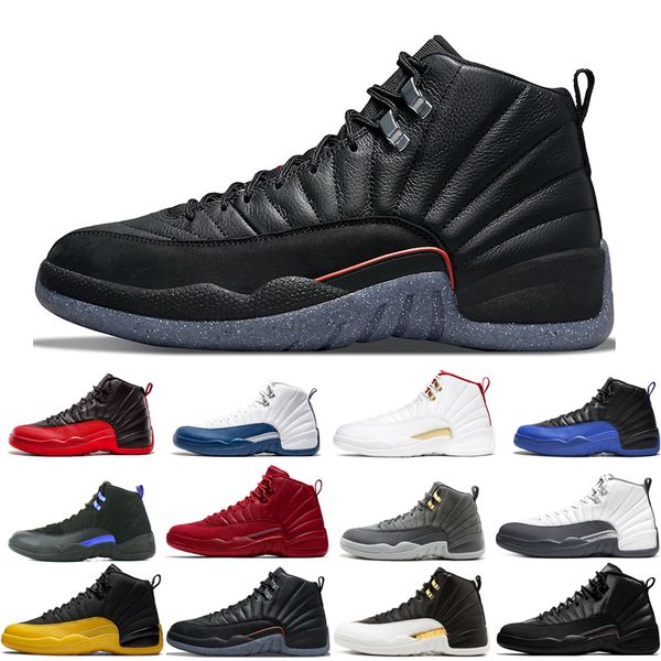 

man basketball shoes athletic 12 12s black purple blue stone cny dark concord grey fiba flu game french royal gamma red o-black reverse taxi, White;red