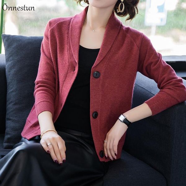 

women's knits & tees cardigan sweater women autumn spring long sleeve knitted sweaters single-breasted v neck cardigans, White