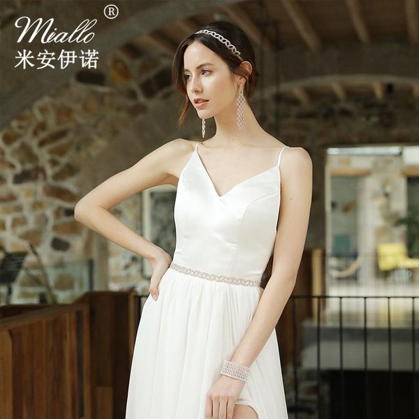 

wedding sashes skinny bridal dress accessories for bride bridesmaids classic flower thin rhinestone alloy belts &, White