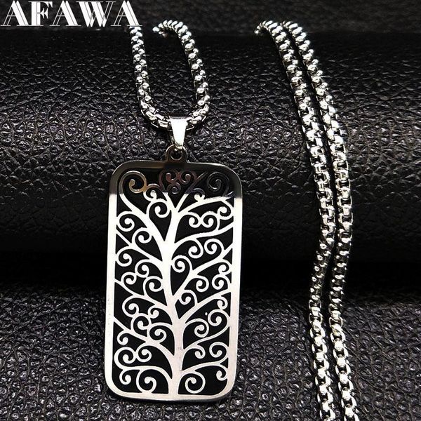 

pendant necklaces 2021 fashion tree of life stainless steel necklace men black silver color jewelry cadenas para hombren747s01