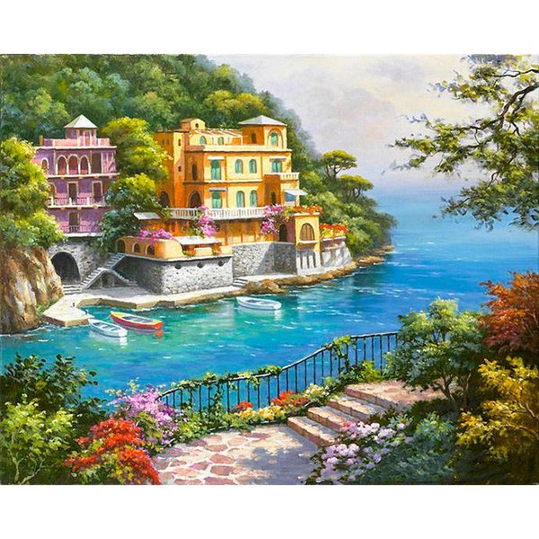 

paintings ruopoty diy paint by numbers coastal scenery for handpainted oil acrylic set living room wall painting home decor