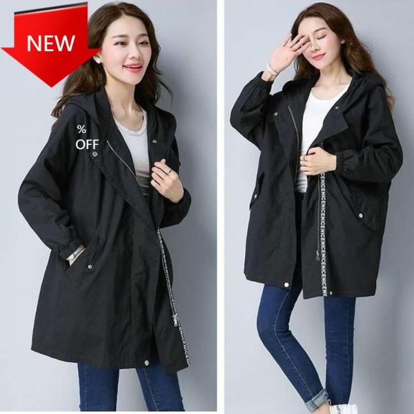 

women's trench coats coat oversize vintage cloak female overcoats windbreaker plus size 4xl 5xl 2021 women casual loose, Tan;black
