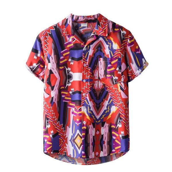 

men's t-shirts summer short sleeve 2021 fashion cotton linen stripe print button shirt blouse male beach, White;black