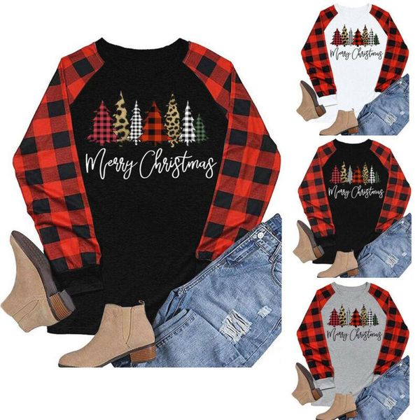 

women's t-shirt us happy christmas women funny tree printed loose plus, White