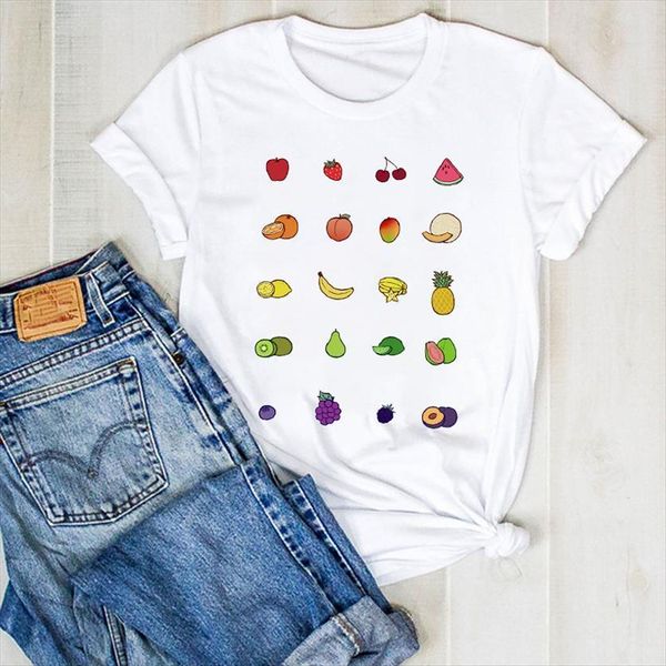 

pineapple fruit sweet beach print women t shirt summer tee clothes graphic, White
