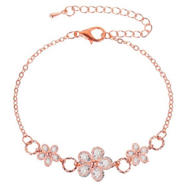 

charm bracelets crystal flower bracelet sweet simple charms for girls fashion small fresh bangle jewelry gift, Golden;silver