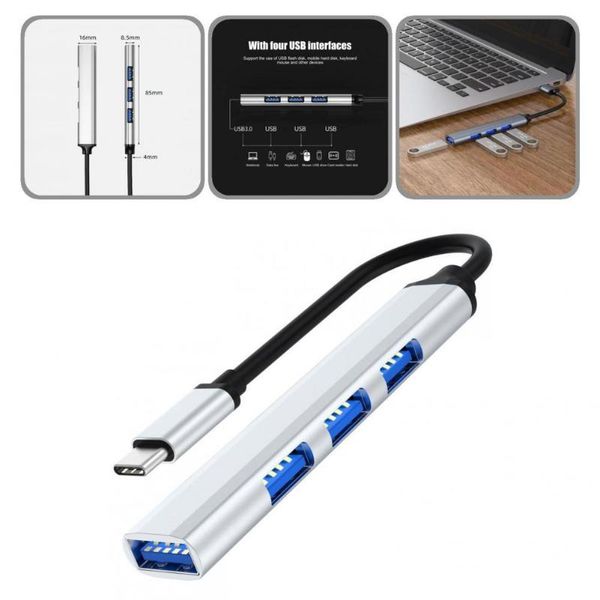 

hubs aluminum alloy novel usb 3.0 type-c 4 ports monitor adapter lightweight hub extender convenient for working