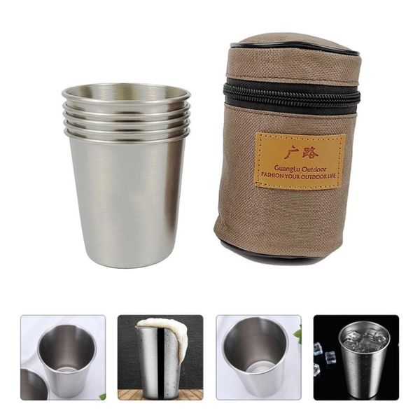 

mugs stainless steel pint cup stackable bee drinking cups for home bar (silver)