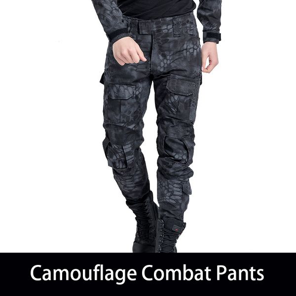 

men's pants camouflage combat frog men outdoor military suit g3 jogger trousers cargo training man dkbz, Black