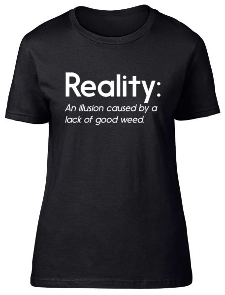 

reality definition funny ladies womens fitted t-shirt, White;black