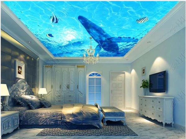 

wallpapers 3d ceiling mural po wallpaper on the wall fantasy underwater world whale for walls in rolls home decor living room