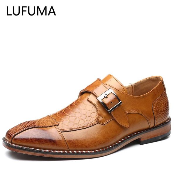 

dress shoes 2021 crocodile pattern fashion men business pointed toe buckle formal big size male party wedding footwear, Black