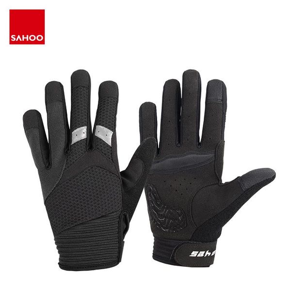 

sahoo 421321 touchscreen non-slip full finger cycling bike bicycle gloves mittens for gym fitness running hiking camping, Black