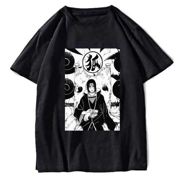 

men's t-shirts funny anime itachi t shirts men clothing harajuku streetwear graphic hiphop tees mens cotton oversized eu size, White;black