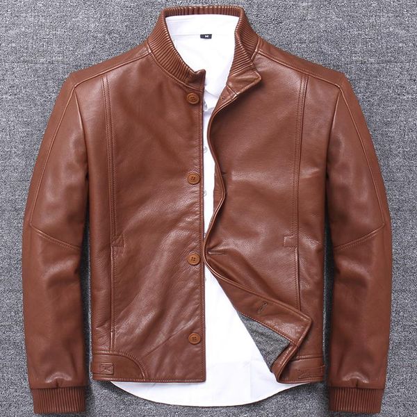 

men's leather & faux baseball lead genuine clothing short fund self-cultivation man head layer yellow kraft locomotive leisure time fas, Black