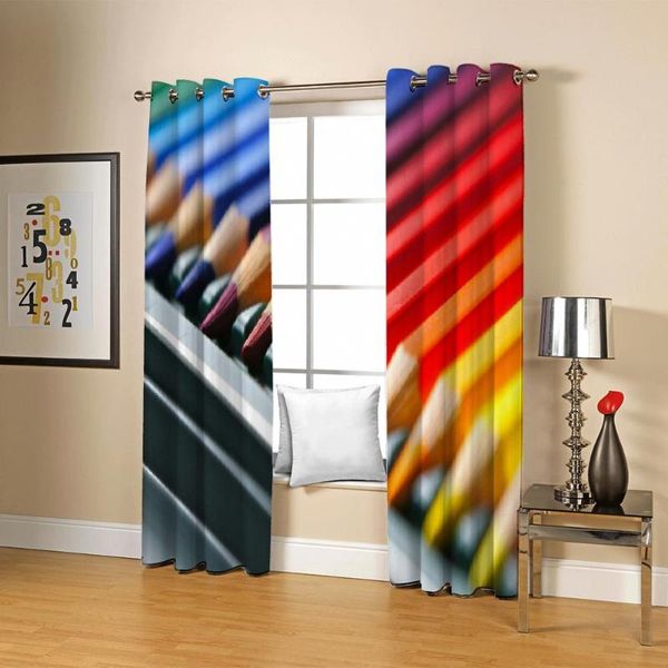 

curtain & drapes custom modern colored pencils blackout curtains for living room bedroom polyester fabric sets 2 panels with hooks