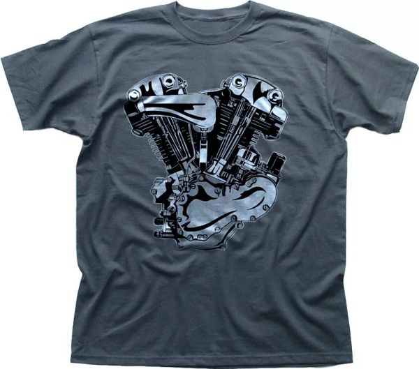 

V-Twin Motorcycle engine Harley Indian GREY t-shirt FN0209, White;black