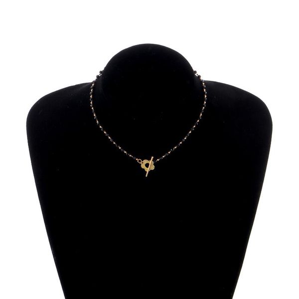Girocolli moda di lusso nero cristallo perline catena collana girocollo per le donne fiore collare con lucchetto gioielli corti 2023