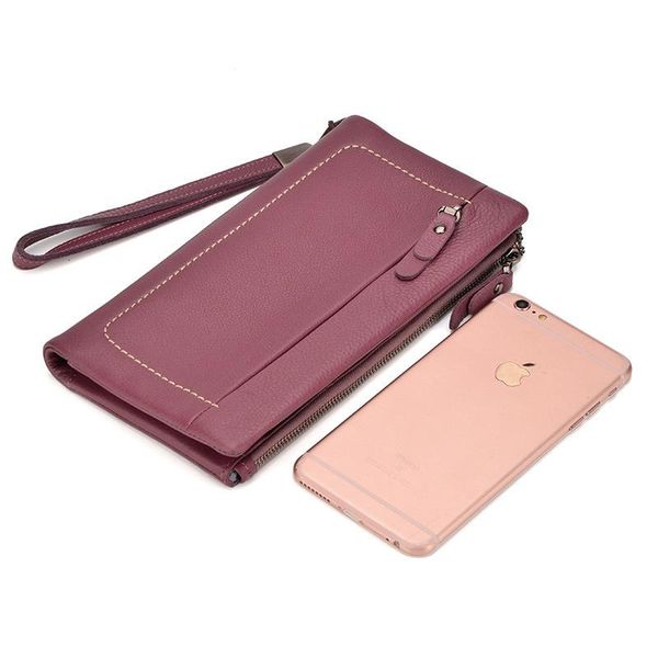 

wallets women's leather long handbags simple handbags., Red;black