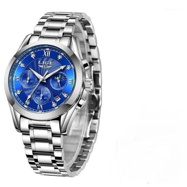 

business stainless steel quartz watch men fashion sport waterproof chronograph clock wristwatches, Slivery;brown