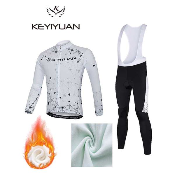 

racing sets keyiyuan winter fleece man cycling jersey set mountian bike clothing mtb cycle wear suit cuissard long cyclisme homme hiver, Black;blue