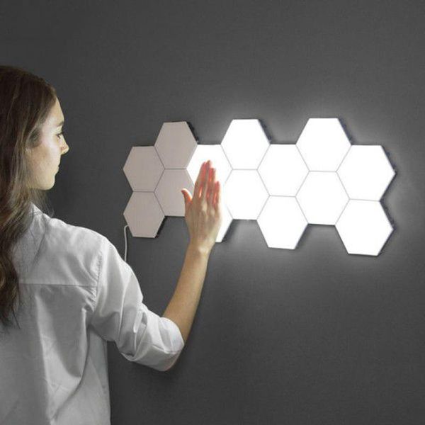 

night lights diy decor indoor led light hexagonal rebow drop stock wall mounted magnetic honeycomb quantum white touch