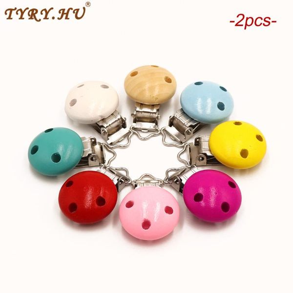 

pacifiers# tyry.hu 2pc wooden pacifier clip natural beech wood baby clips clasps holder diy chain accessory