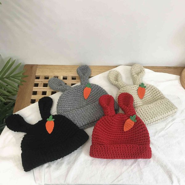 

kids hand knitted winter fashion cute rabbit ear wool hat, Yellow