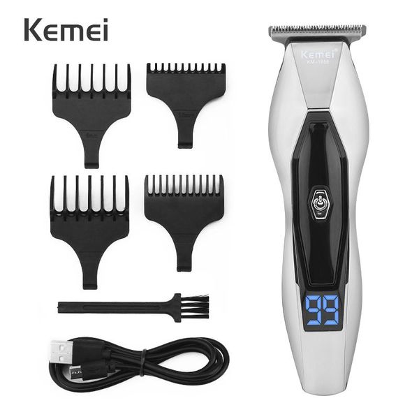 

kemei usb charging hair clipper lcd display electric trimmer men strong power steel cutter head machine clippers