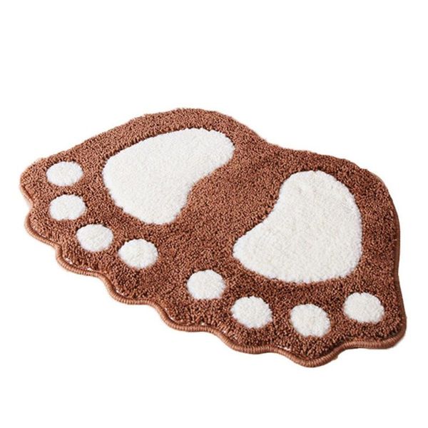 

bath mats non slip soft absorbent flocking shaggy bathroom fashion cute footprints big feet mat on foot pad rug household itemst