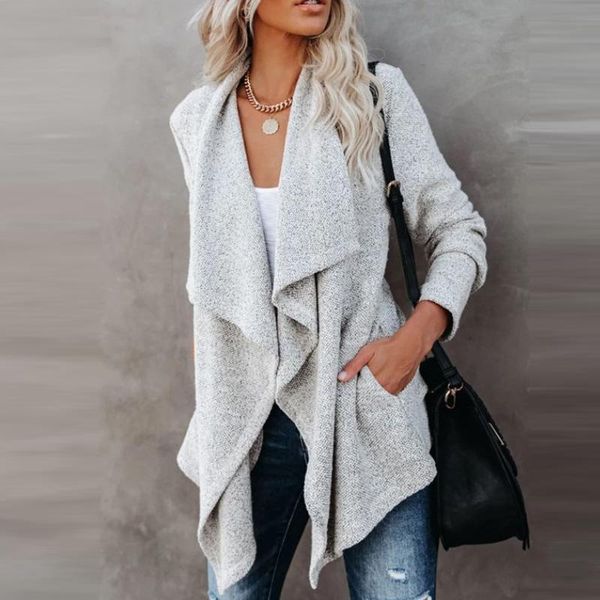 

women's vests solid women casual spring autumn open stitch clothing turn down collar long style streetwear coats female slim pockets ou, Black;white