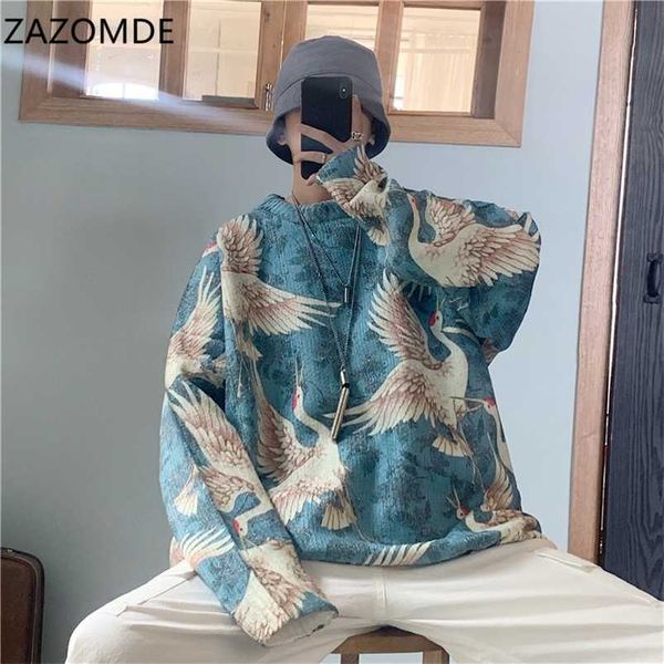 

zazomde winter men warm blue/black/white coats cashmere printing knitting woolen sweaters high-quality loose casual pullover 220108, White;black