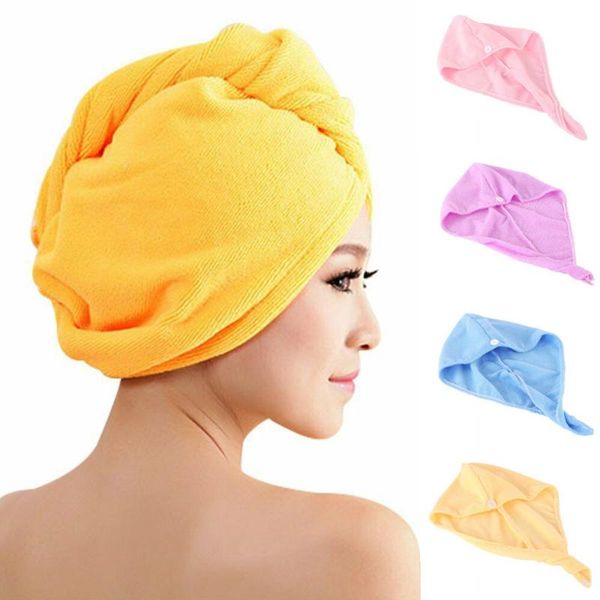 

towel microfiber dry hair cap strong absorbent shower soft hat ladies turban headgear bath tool