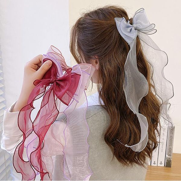 

sweet mermaid girl bow hair clip 40cm long ribbon design ponytail princess streamer hairpin braided accessory accessories