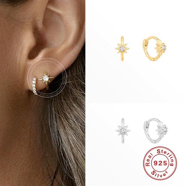 

dangle & chandelier real 925 silver fashion cute snowflower christmas earrings pave cubic zirconia gold hoop for women gift