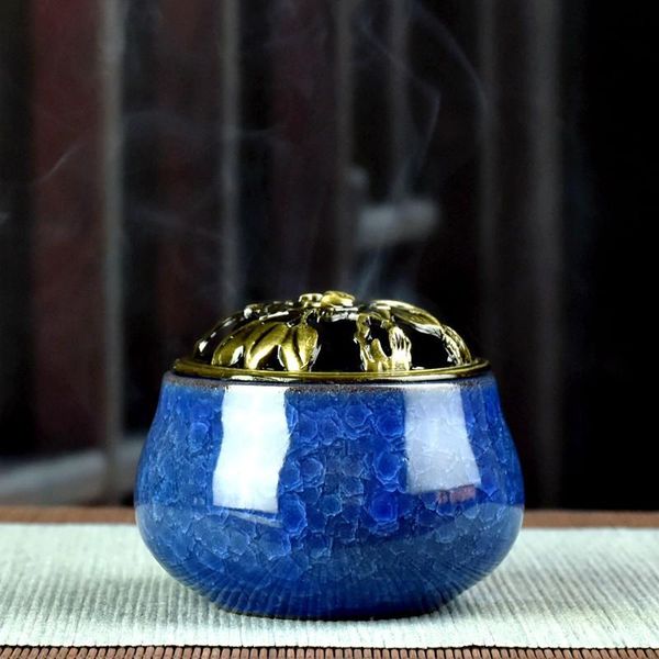 

sachet bags a type of ceramic incense furnace-ice-cracking kiln flavor-changing oven style pan incensezen aroma burner buddhist
