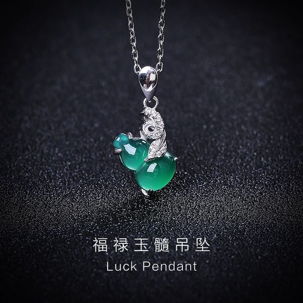 

necklace classic natural jade clavicle pendant mother's day gift, Silver
